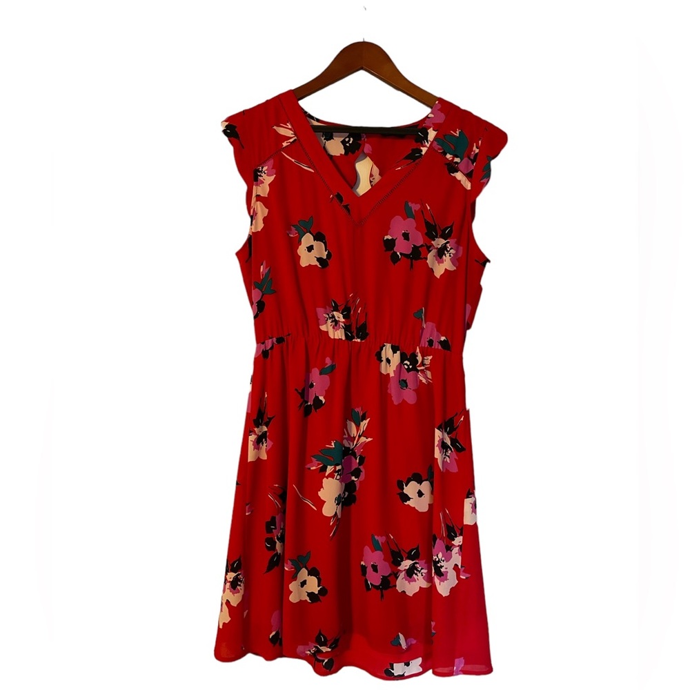 Womens Red Floral Dress